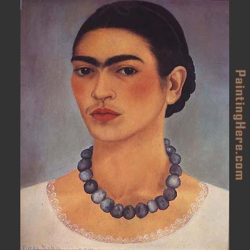 Self Portrait with Necklace painting - Frida Kahlo Self Portrait with Necklace art painting